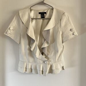 Arden B. white Lamb leather short sleeve crop jacket size M Soft